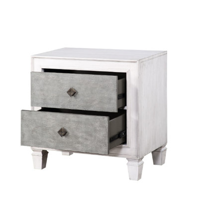 Table de chevet grise et blanche avec un grand espace de rangement rustique et durable