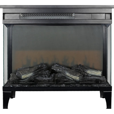 24 Inch Three Sided Glass Electric Fireplace - 5000 /H Heat Supply, 11 Temp Settings, 4 Flame Colours, 5 Brightness Levels, Infrared Heat, Freestanding, Easy To Install, Remote 24" With Quartz