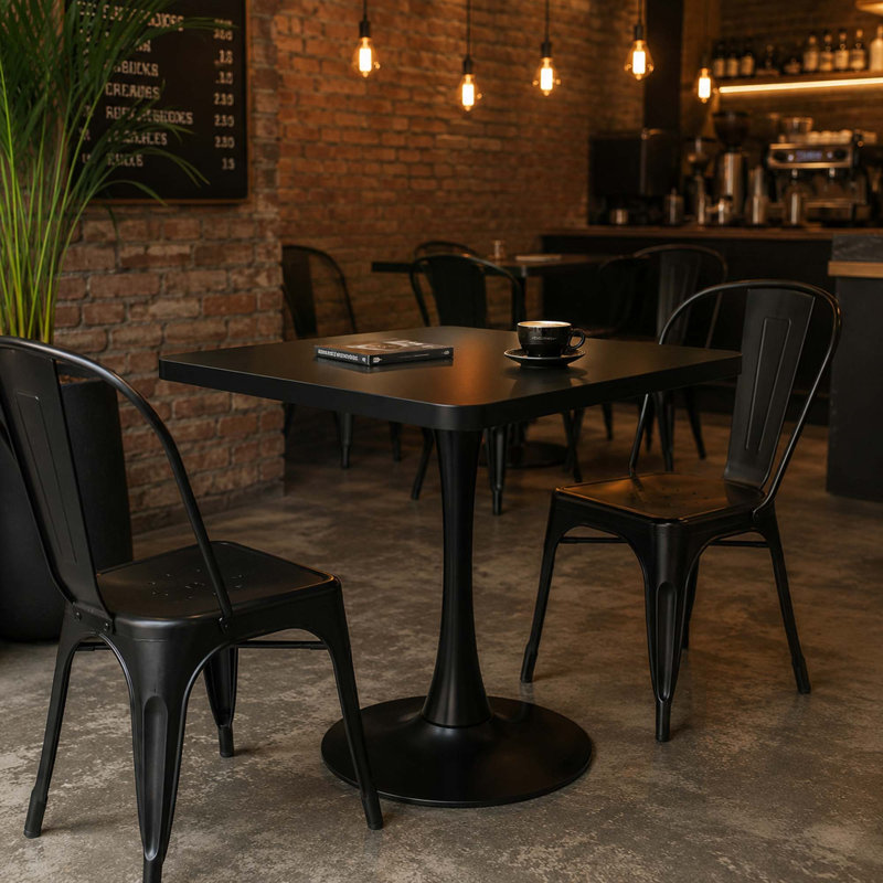 Table bistro Tulip, 28.7" H x 27.6" W x 19.7" D, Black