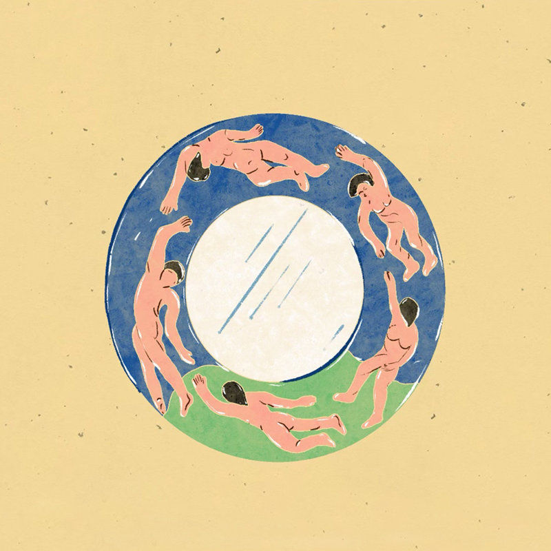 Miroir mural rond en céramique