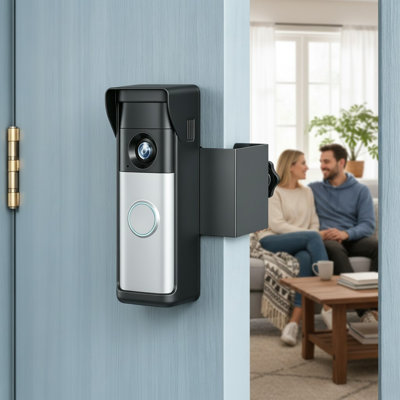 Support de sonnette anti-vol pour sonnette à pile Ring / Plus / Pro, support réglable sans perçage pour la location d'appartements, protection renforcée avec housse de pluie