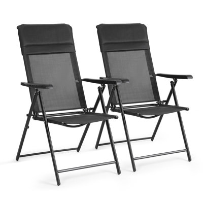 Foldable Outdoor Chair With 3 Adjustable Positions And A Headrest (Set Of 2)