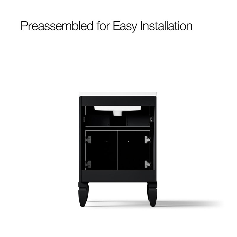 Hearthaven 30'' Free Standing Single Bathroom Vanity Cabinet with Sink and Quartz Top, Slate Gray, 24"