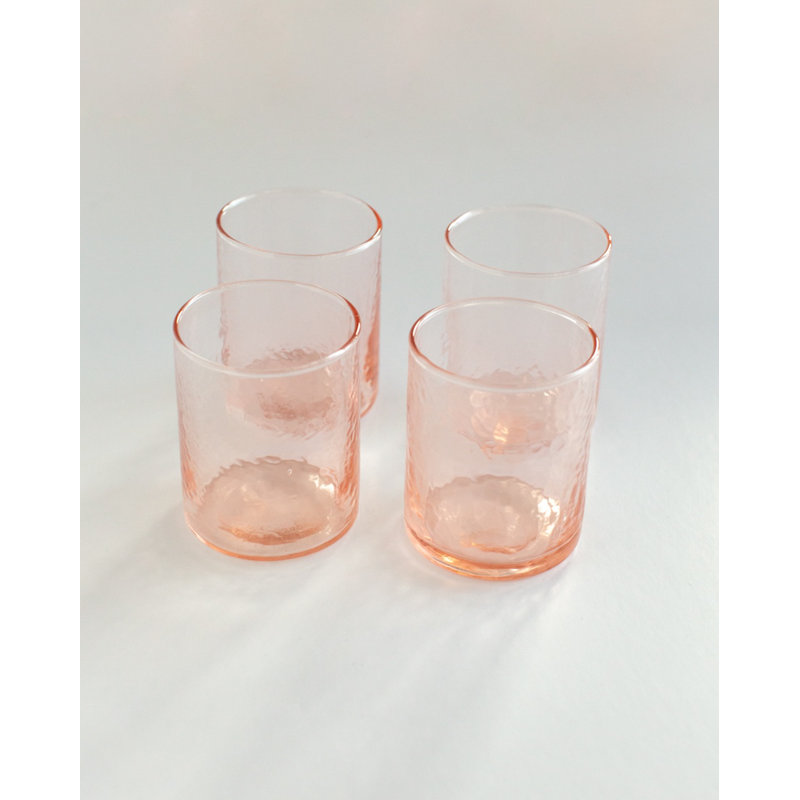 Petits verres recyclés martelés S / 4 - ambre, Rose