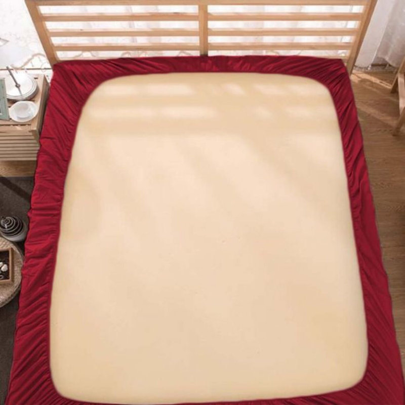 400TC Sateen Solid Cotton Fitted Sheet Fits Upto 10" Deep Pocket, Twin Fitted Sheet, Burgundy