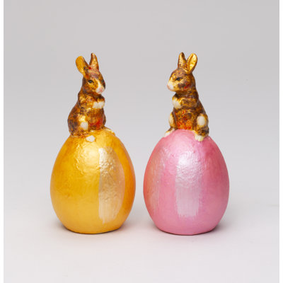 Rabbit Sitting on Egg Salt and Pepper Sharker Set