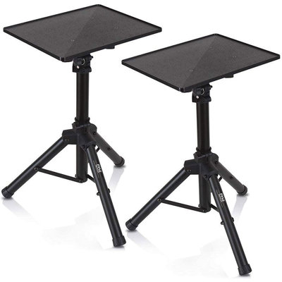 Pyle Adjustable Laptop Tripod Stand – Universal Metal Device Mount With Angle Tray For Notebook, DJ Mixer, Audio Gear, Portable Foldable Design For Stage, Studio, Musicians & Engineers (2-Pack)