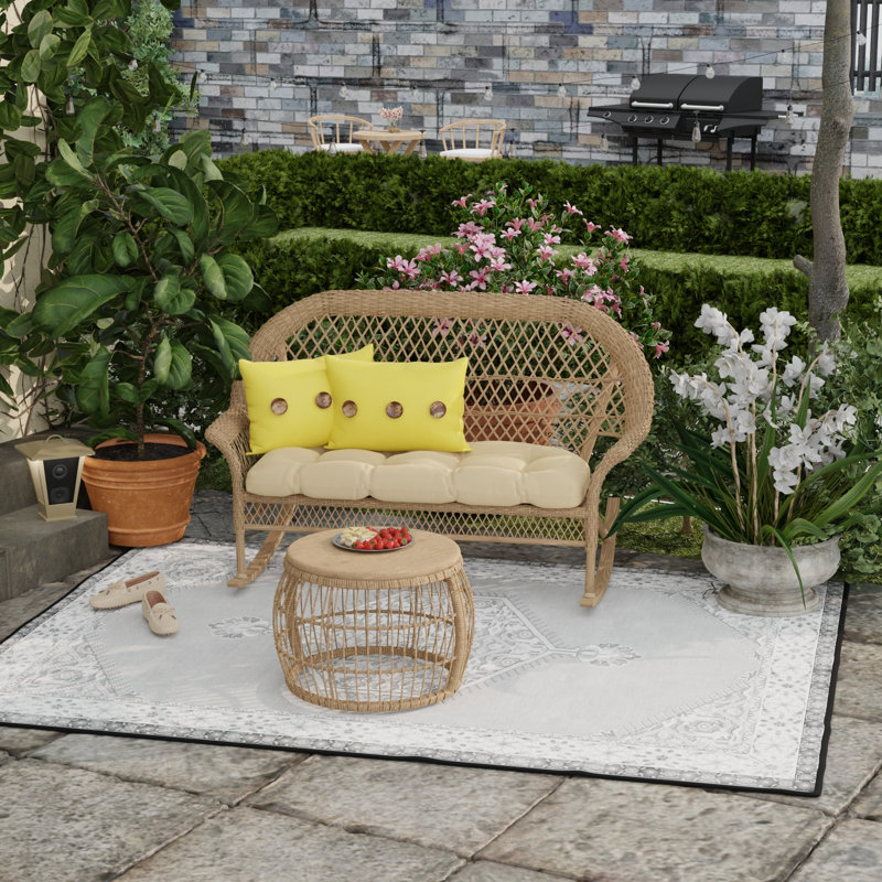 17" x 17" Sorvino Ash Solid Outdoor Throw Pillow with 3 Coconut Buttons (Set of 2), Yellow