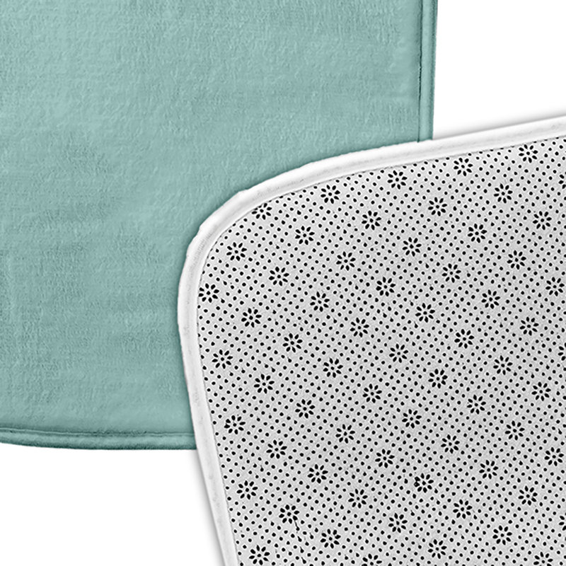 Tapis de bain à imprimé floral, L 17 po x L 24 po, Bleu clair