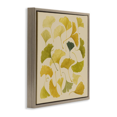 «Ginkgo Leaves», art mural encadré sur toile flottante, design par Grace Popp