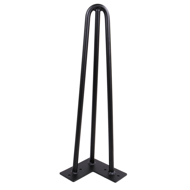 3 Rods Hairpin Legs (Black) Diy Industrial Strength Mid Century Modern Table Legs, Set Of 4, 8" H x 4.75" W x 4.75" D