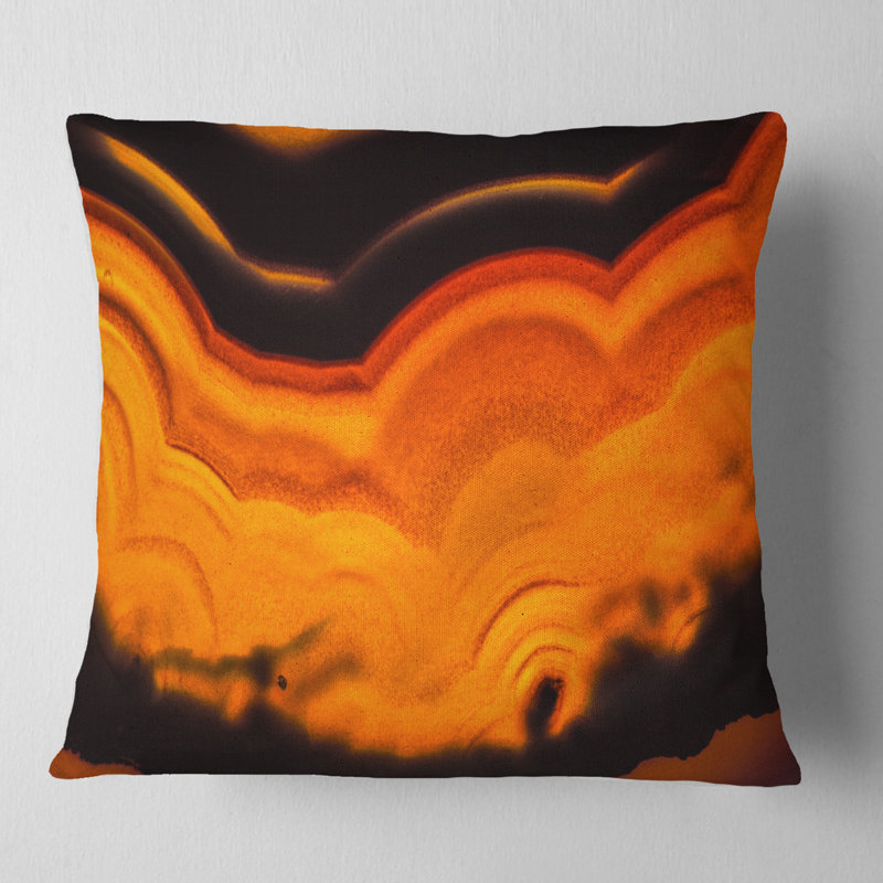 Agate Macro orange - coussin imprimé abstrait, 16 po x 1 po, Coussin décoratif