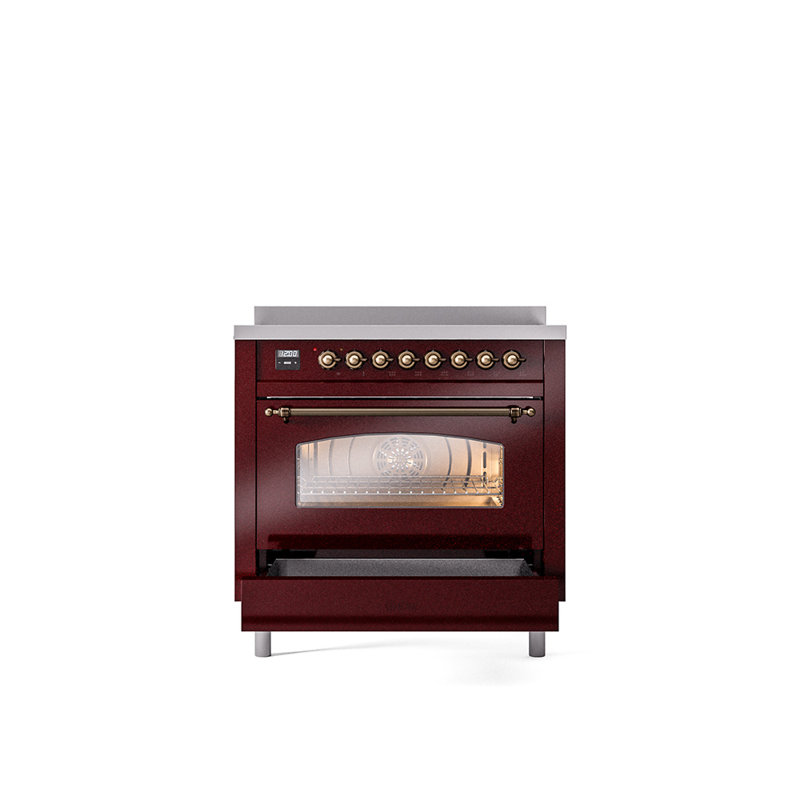 ILVE Nostalgie II 36 in Induction Range, Burgundy/Bronze