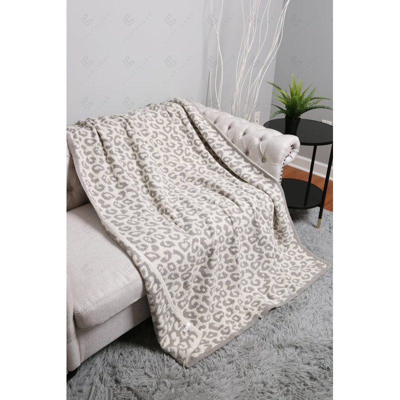 Leopard Pattern Luxury Soft Throw Blanket, Gray