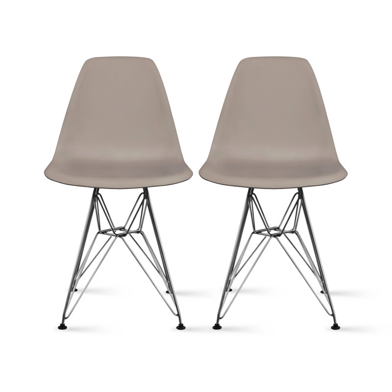 Edgewater Transparent Armless Dining Side Chairs with Wire Base, Gray, No, Black Chrome