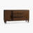 Louie Rectangular Buffet Sideboard Cabinet Walnut Finish with Curved Sides and Turned Legs for Dining Storage