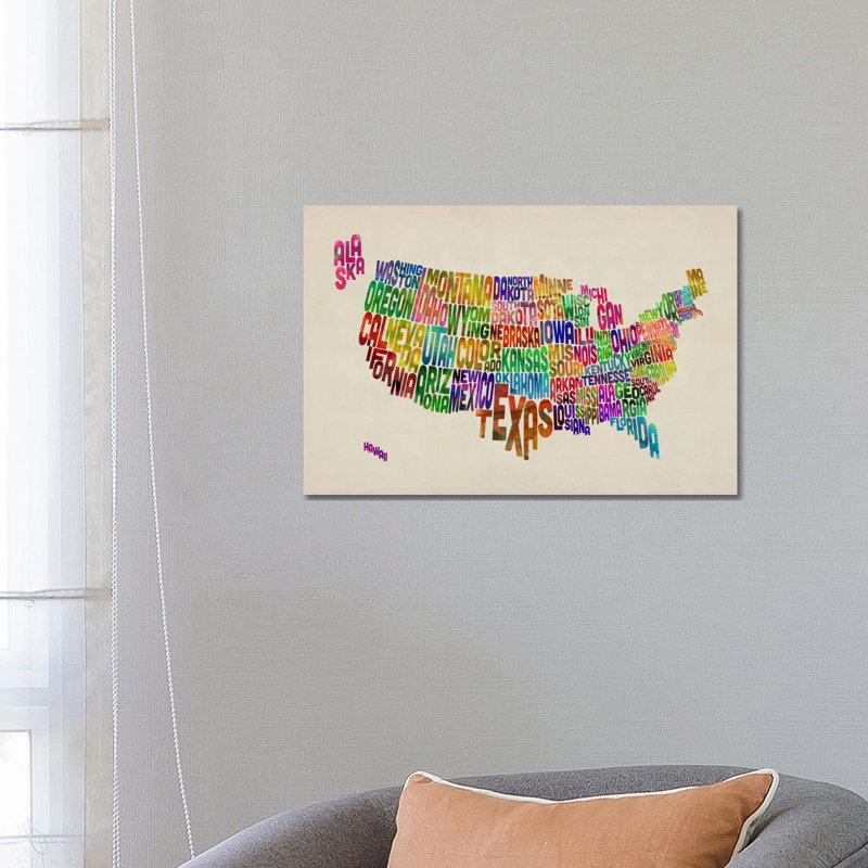 USA (States) Map VI by Michael Tompsett - Wrapped Canvas Print, 66.04 cm H x 45.72 cm W x 3.175 cm D
