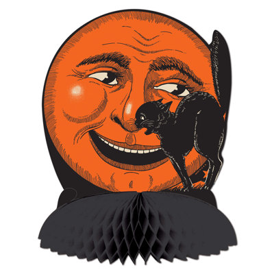 Centre de table rétro pour chat et lune d'Halloween