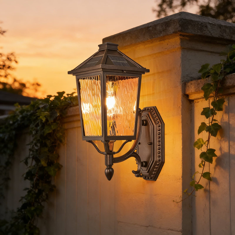 Solar Outdoor Wall Light With Remote Control, Dusk To Dawn Auto On/Off, Adjustable Brightness & Timer, Weatherproof Aluminum Fixture For Porch, Garage, Patio And Yard