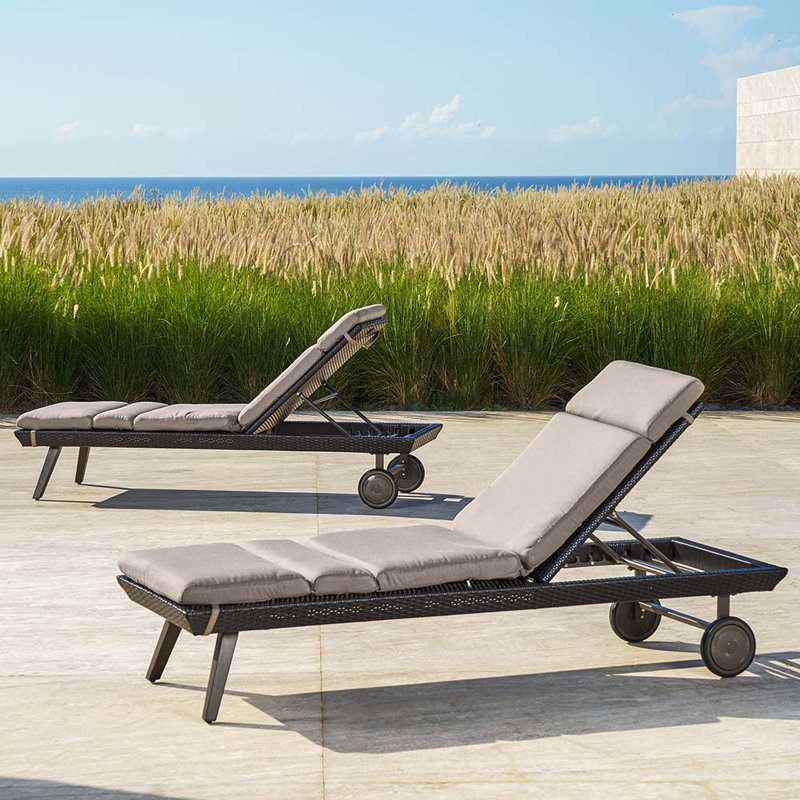 Ehrenfried Outdoor Rust-Resistant Metal Chaise Lounge Set , Sunbrella Cushion Included, Taupe Mist