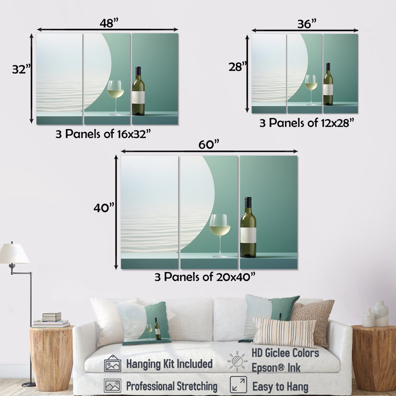 Chablis Charm - Wine Canvas Wall Art Set, 32" H x 48" W x 1" D