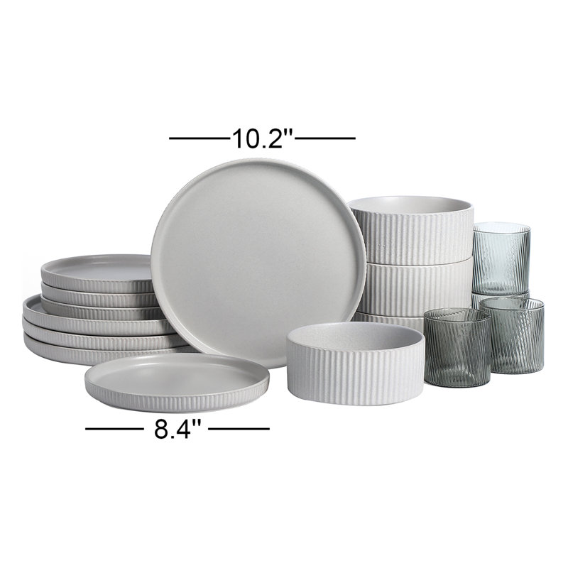 Service de table en grès borosilicaté 16 pièces Stone Lain Haven, Gris
