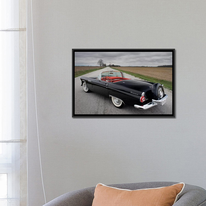 «Ford Thunderbird 1956» par Lyall, reproduction de photo sur toile, L 26 po x H 18 po x P 1,5 po, Toile avec cadre noir