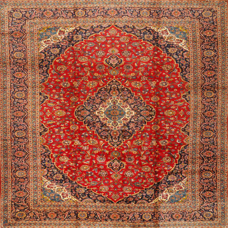 Tapis oriental bleu / beige Theia, Carré 4 pi