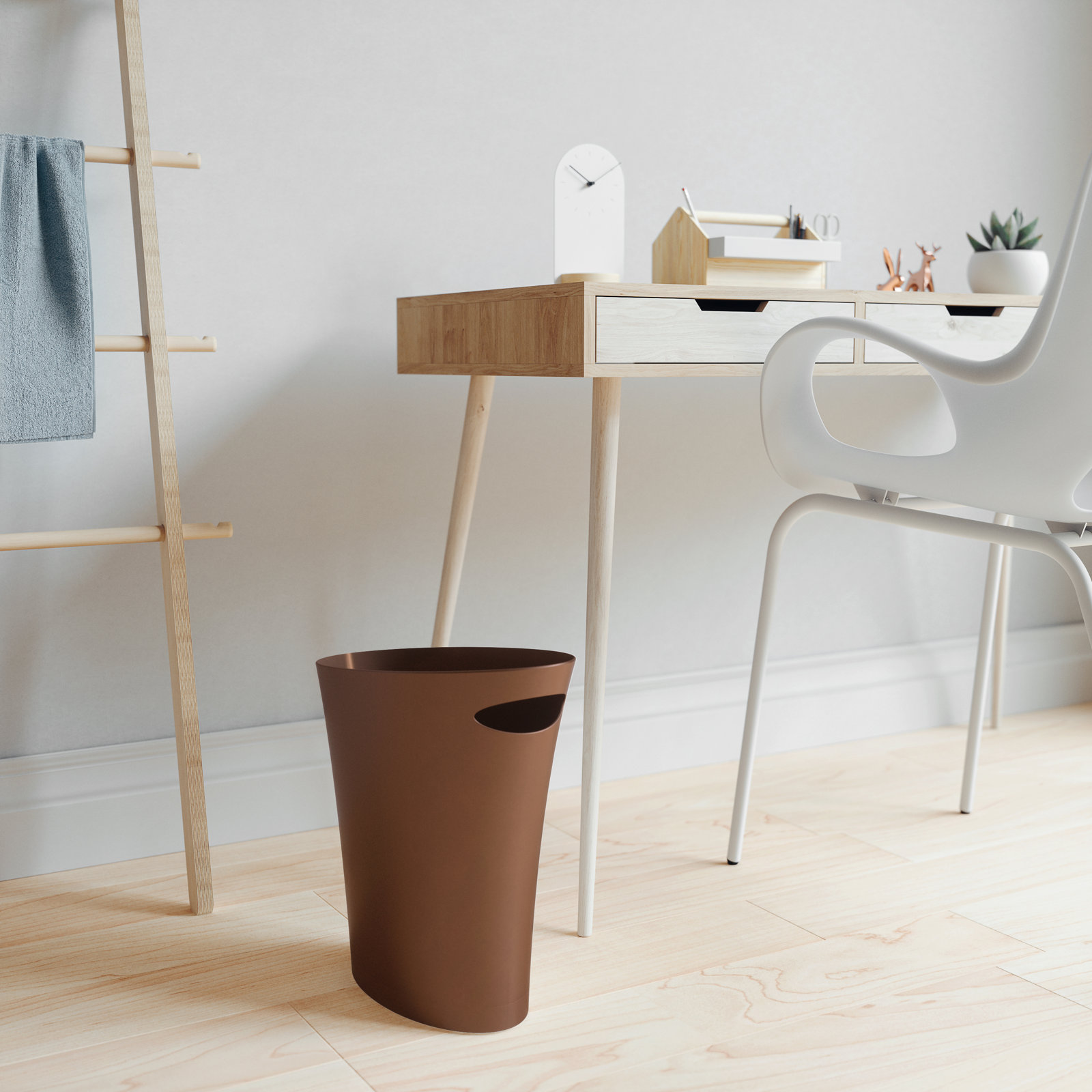 Skinny 2gal Waste Basket, Bronze