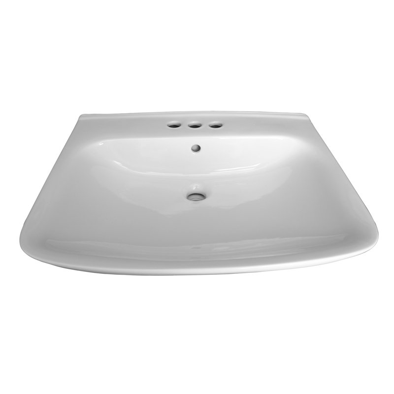 Barclay 14.5'' White Vitreous China Rectangular Bathroom Sink with Overflow, 32.25" H x 14.5" W x 17.75" L, 4" Centers