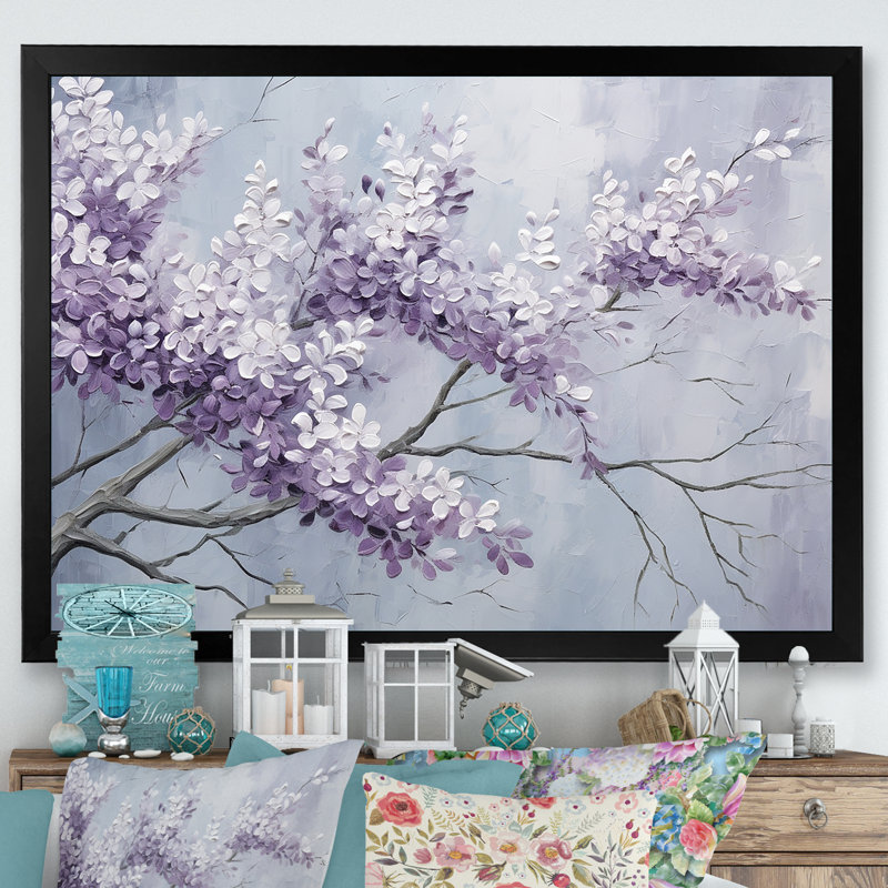 Beautiful Lilac Dreamscape IV - Lilacs, art mural encadré, Cadre simple noir, H 34 po x l 44 po x P 1,5 po