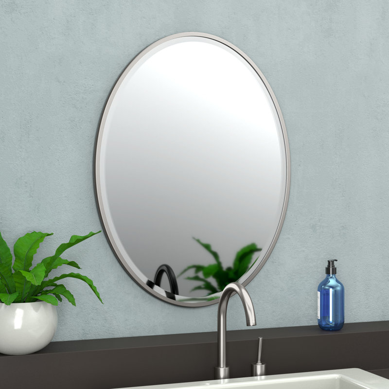 Miroir de meuble-lavabo encastré avec cadre | Miroir mural ovale à cadre biseauté | Miroir mural décoratif pour salle de bain, chambre à coucher, couloir, entrée