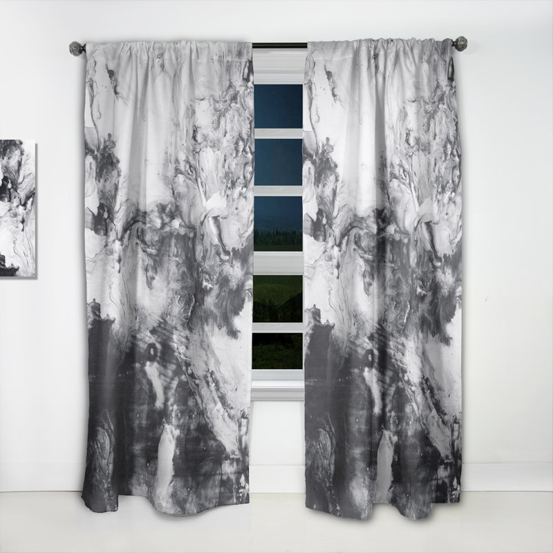 Abstract Semi-Sheer Thermal Rod Pocket Single Curtain Panel, 52" W x 84" L