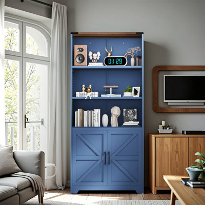Barn Door 3 Shelf Steel Bookcase Storage Cabinet