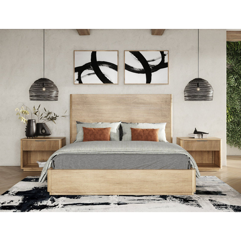 Keilianys Upholstered Low Profile Platform Bed, Queen, White