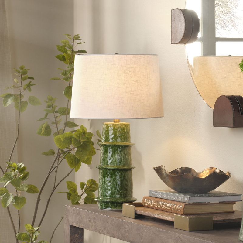 Saturn Ceramic Table Lamp with Linen Shade