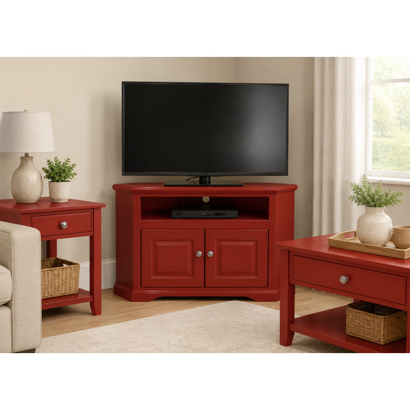 Meuble télé de coin en bois massif pour téléviseur de 40 po ou moins Boltongate, Rouge vif