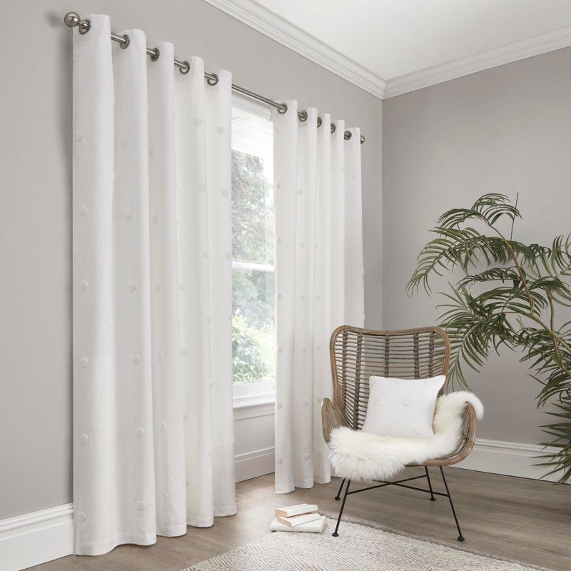 Zara Cotton Semi Sheer Curtain Pair, Width 117 x Drop 183 cm