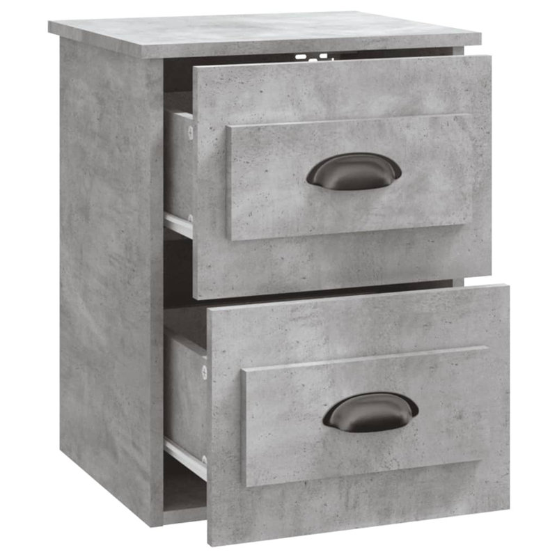 Krini 41.5cm W Manufactured Wood Bedside Table, Concrete Grey, Set of 2