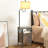 Garlond Brown Wood End Table Floor Lamp Set With Cabinet & Charging Board