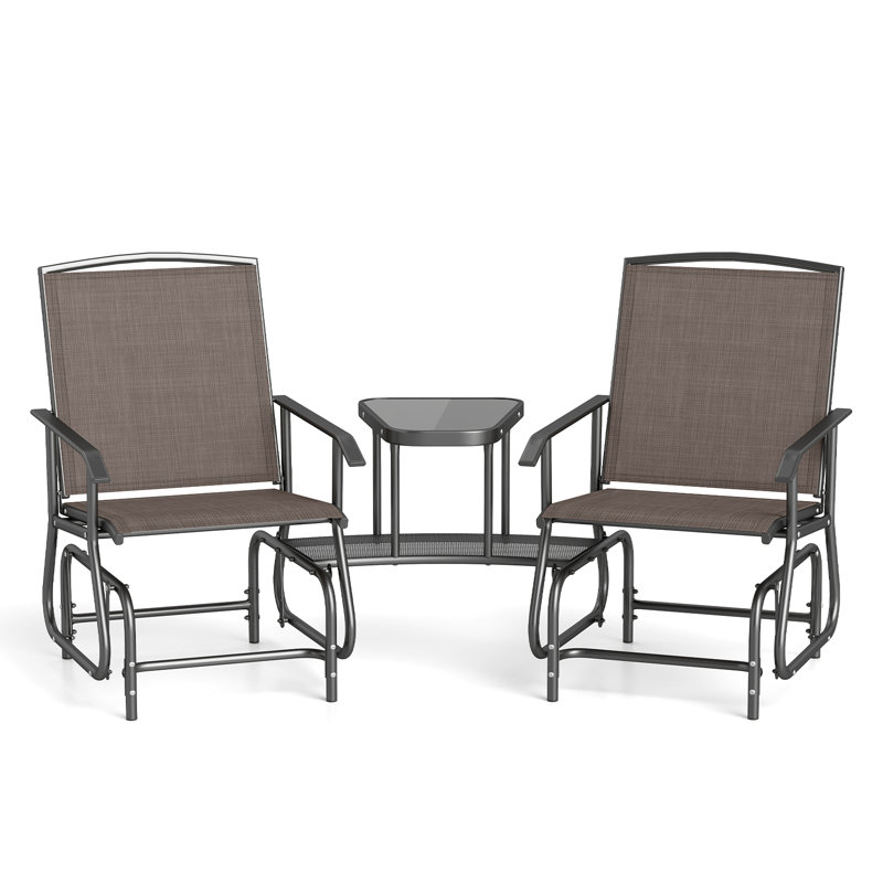  Fauteuil oscillant en métal pour 2 personnes, Brun