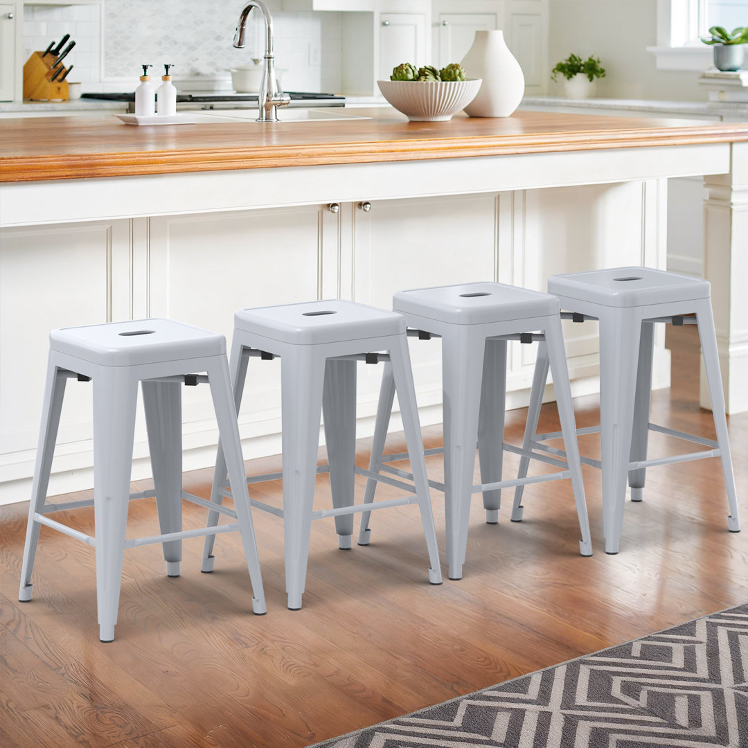 Kohki 24" Counter Stool Metal Bar Stools Counter Height Barstools Backless Indoor/Outdoor Bar Stools Kitchen Counter Stools Chairs Williston Forge