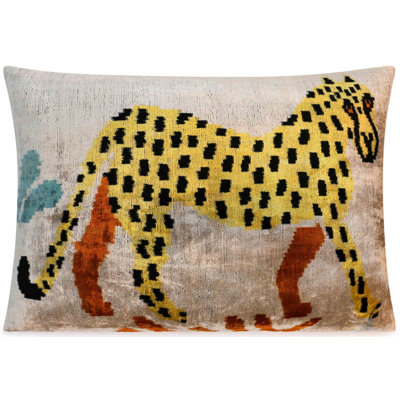 Handmade Velvet Lumbar Pillow With Yellow And Black Cheetah Design - High-Quality 16X24 Inch Decorative Accent With Premium Down Feather Insert For Sofas, Couches, And Interior Design