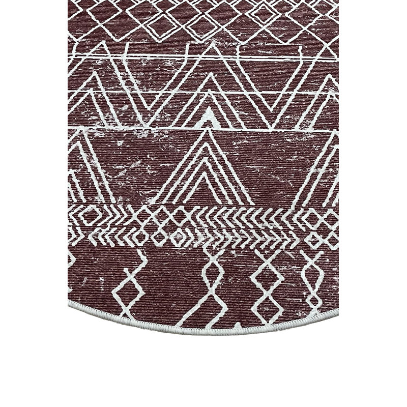 Tapis de bain antibactérien, rouge bordeaux et blanc, 39,4 po de diamètre | 100% polyester, 700 g / m², hauteur des poils de 0,4 po | Dessous antidérapant | Lavable à la machine à 86 ° F | Idéal pour la décoration de la maison et de la salle de bain, doux et durable