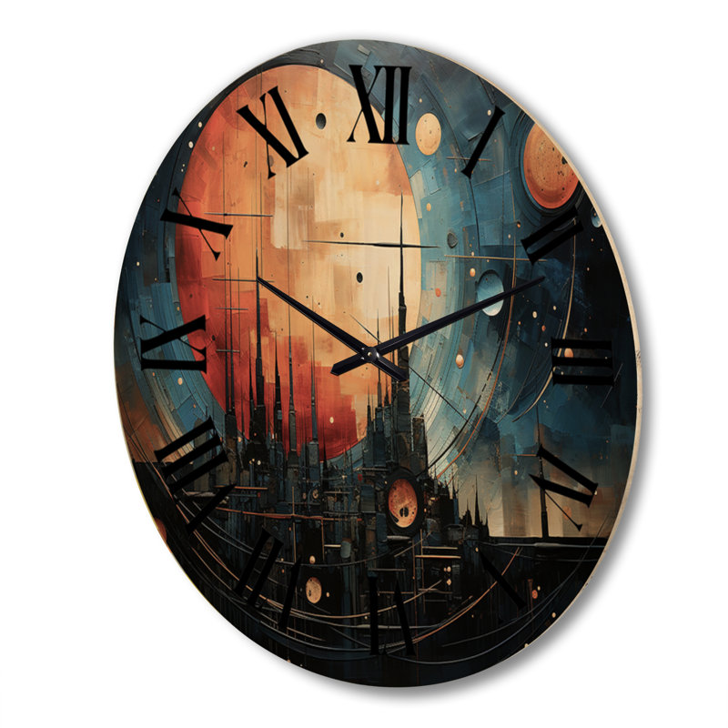 Horloge murale en bois massif Mylinda, Très grand