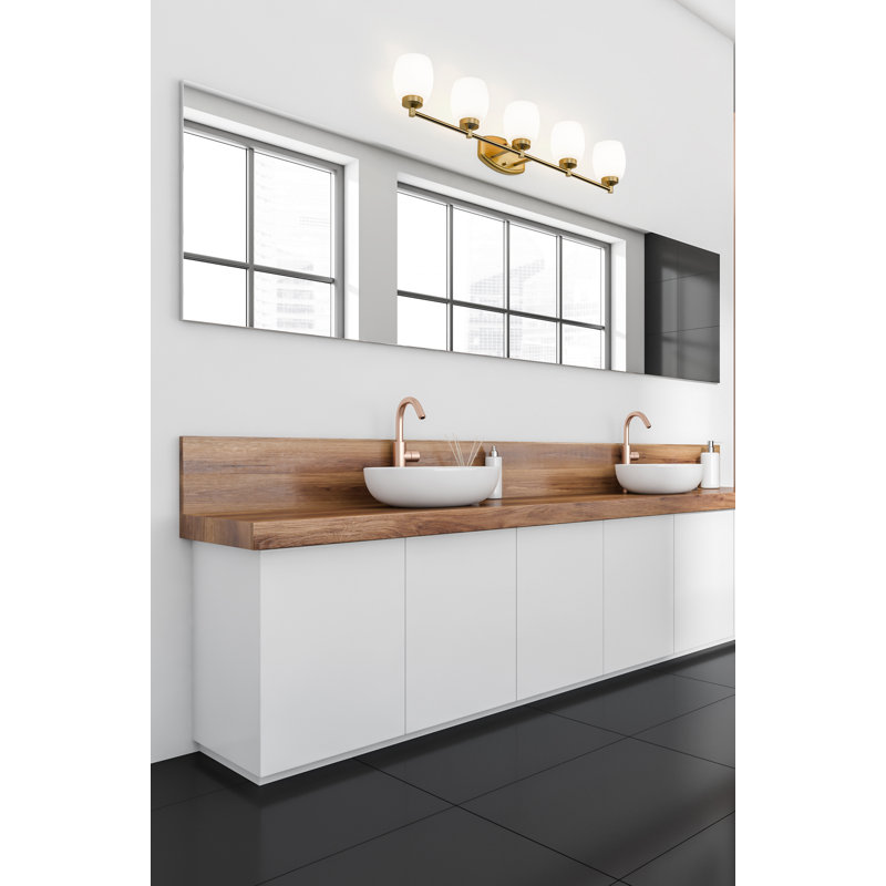 Meuble-lavabo 5 lumières Fenella, Or