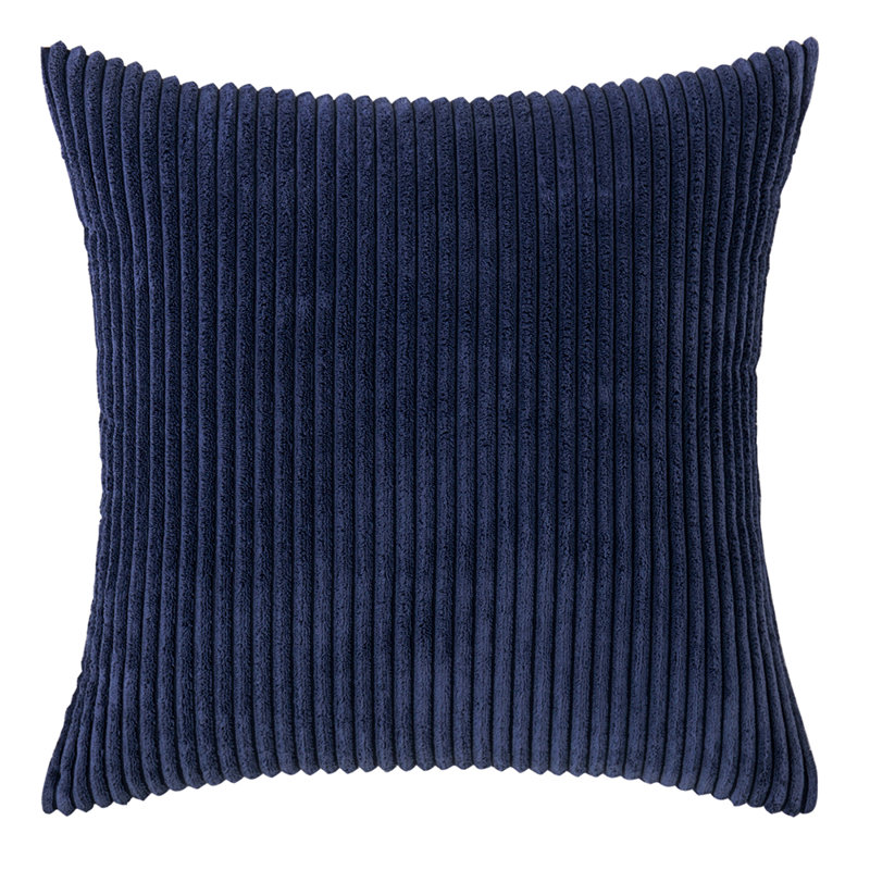 Striped Cotton Blend Reversible Throw Pillow, 20" x 20", Navy Blue