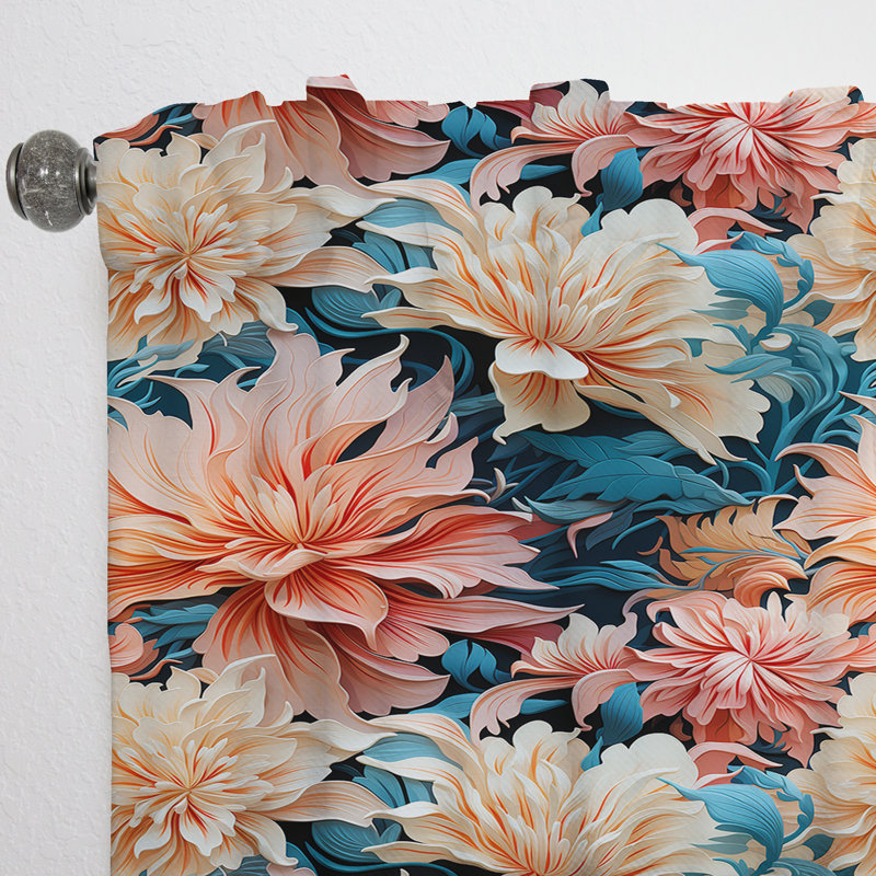 Motif tropical Coral Mirage I - Rideau floral - Rideau floral obscurcissant - 1 panneau, L 52 po x L 108 po