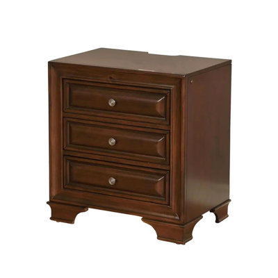 Table de chevet en bois de cerisier brun 1pc