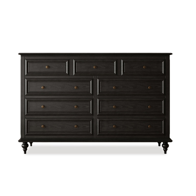 Commodes et commodes rectangulaires noires en bois manufacturé et en bois manufacturé